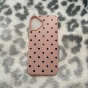 iPhone 16 Plus Pink And Black Polka Dot Phone Case